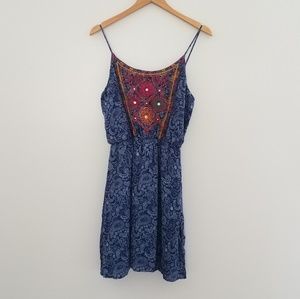 Francesca's blue paisley dress large NWT